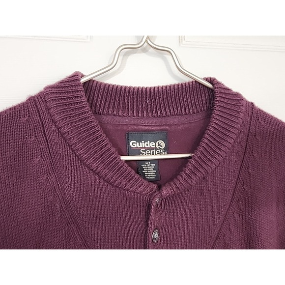 Guide Series‎ 1/4 Button Pullover Men's Size XLT Maroon Burgundy Knit Mock Neck - Picture 3 of 8